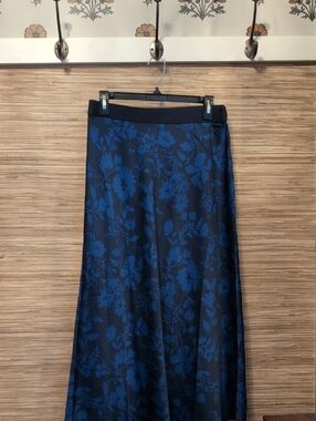 Outerknown Navy and Blue Floral Maxi Skirt